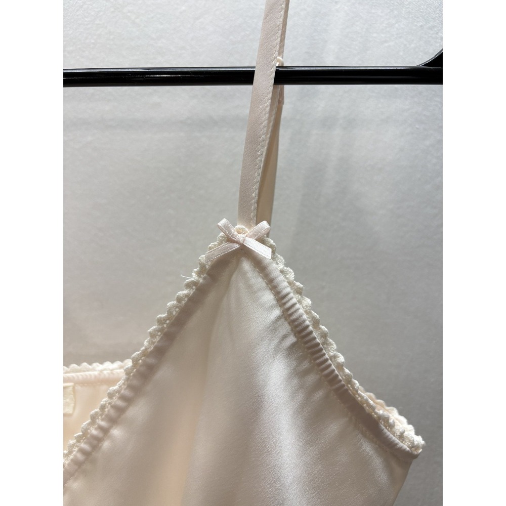 Brandy Melville/J. Galt Cream Lace Trim Tie Back Camisole Tank Top Womens OS - Picture 4 of 8
